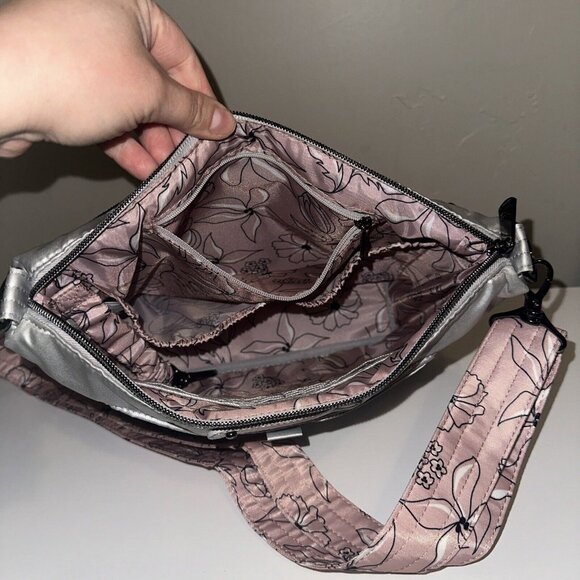 Sold Lug RFID Medium Crossbody Multi-Strap & Charm Flare 2 Metallic Silver - Picture 8 of 10